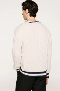 Camisola de lã e alpaca com gola em V