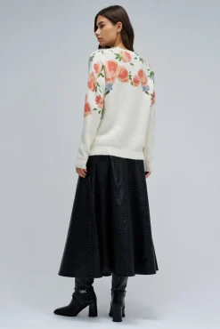 Camisola de lã e mohair com estampado floral