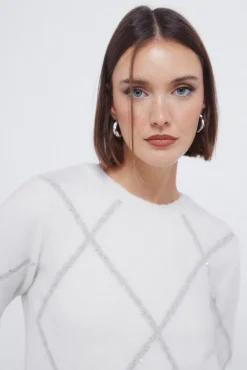 Camisola de lantejoulas com diamantes