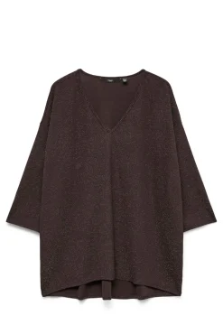 Camisola de lurex com gola em V tamanho grande