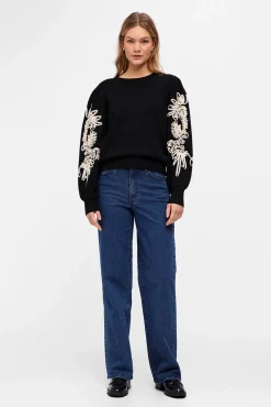 Camisola de malha bordada