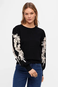 Camisola de malha bordada