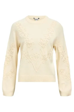 Camisola de malha bordado com flores