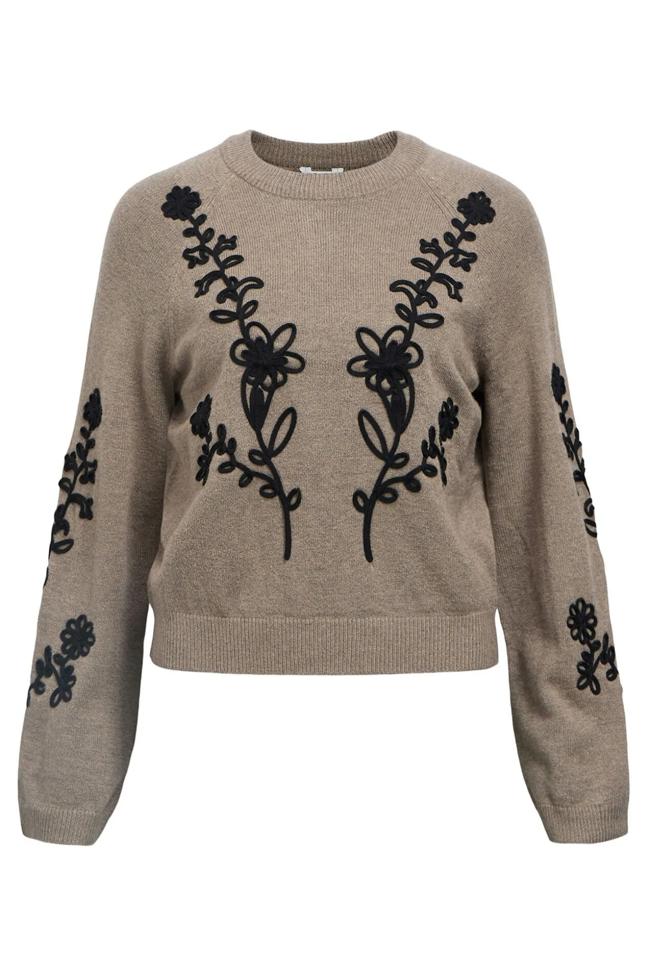 Camisola de malha bordado com flores