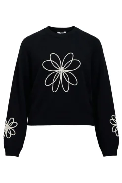 Camisola de malha bordado com flores