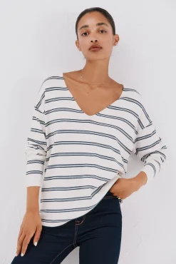 Camisola de malha decote bico