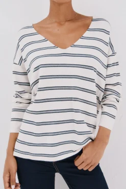 Camisola de malha decote bico