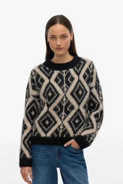 Camisola de malha grossa com estampado