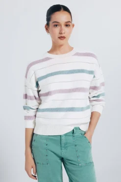 Camisola de malha riscas lúrex