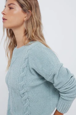 Camisola de malha trançada em chenille