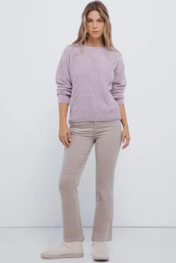 Camisola de malha trançada em chenille
