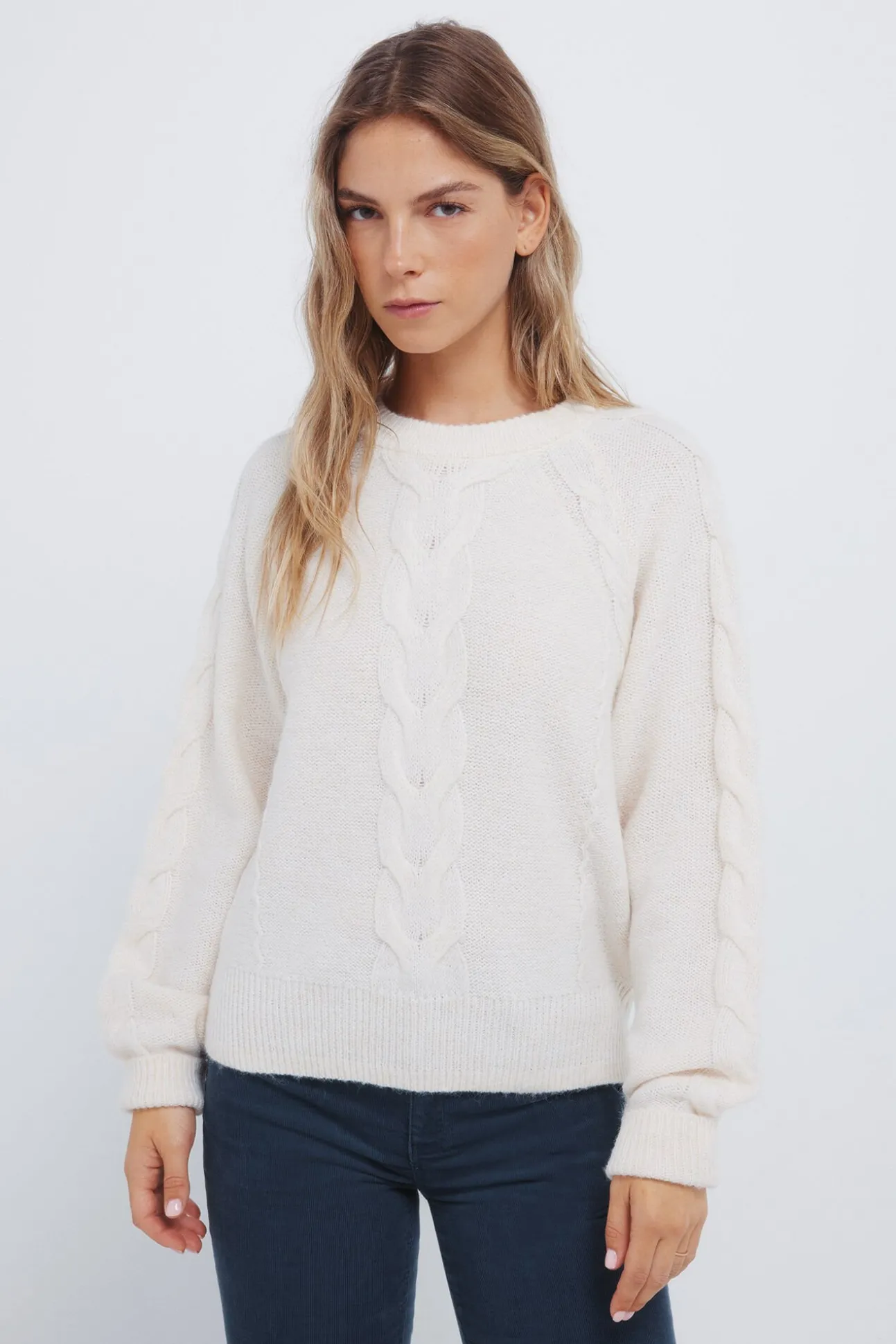 Camisola de malha trançada