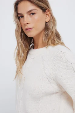 Camisola de malha trançada