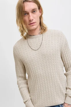 Camisola de malha trançado