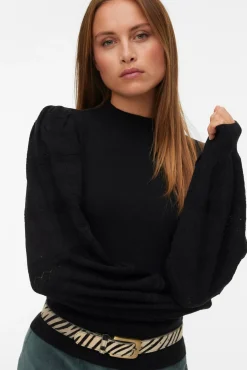 Camisola de manga com efeito de malha
