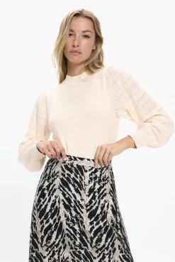 Camisola de manga com efeito de malha