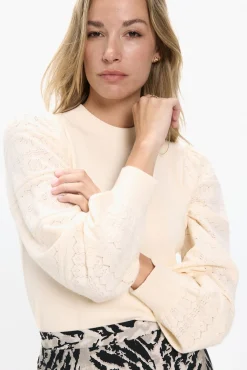Camisola de manga com efeito de malha