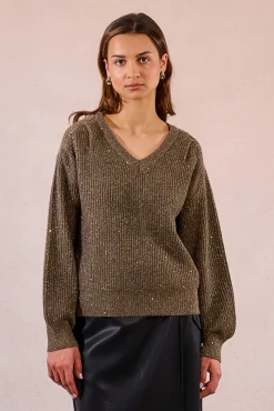Camisola de manga comprida com detalhe de miçangas