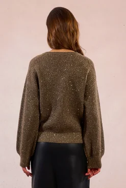 Camisola de manga comprida com detalhe de miçangas