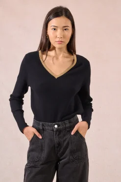 Camisola de manga comprida com detalhes dourados