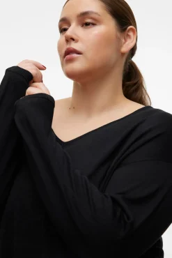 Camisola de manga comprida e gola em bico Curve