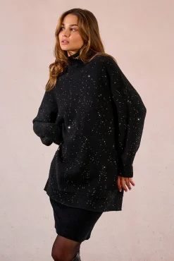 Camisola de manga comprida com miçangas brilhantes
