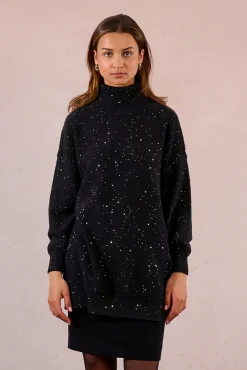 Camisola de manga comprida com miçangas brilhantes