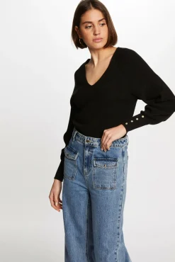 Camisola de manga comprida com decote em V