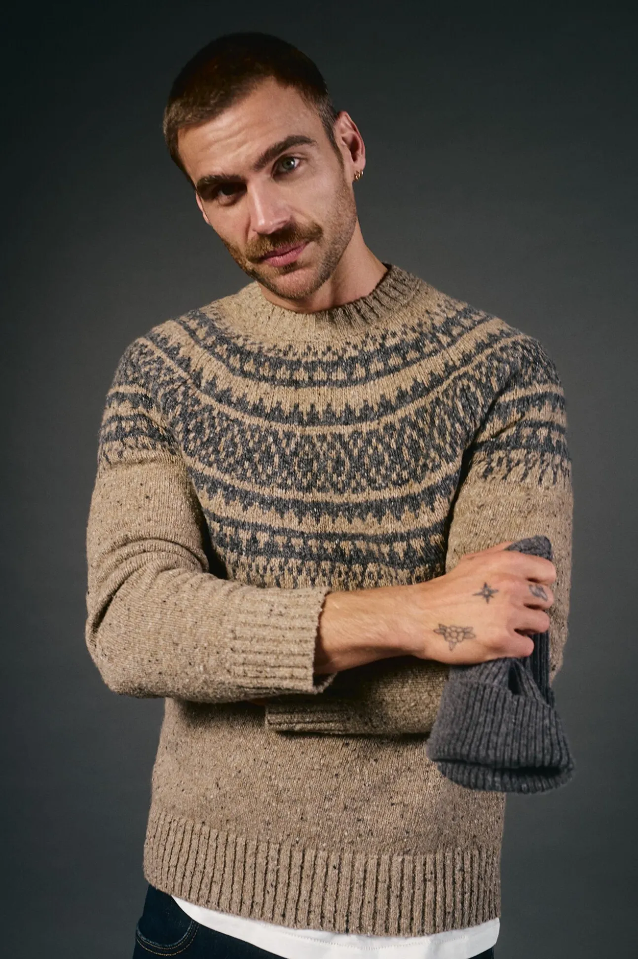 Camisola de Natal jacquard gola caixa