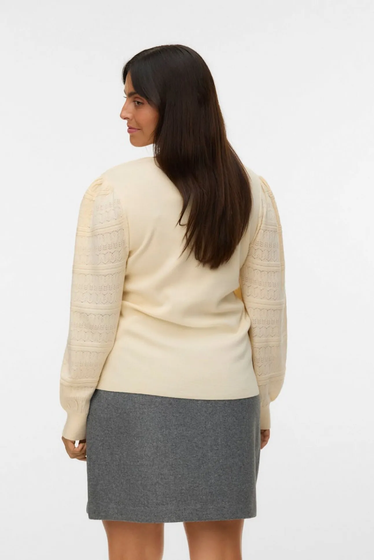 Camisola de renda com malha de manga plus size