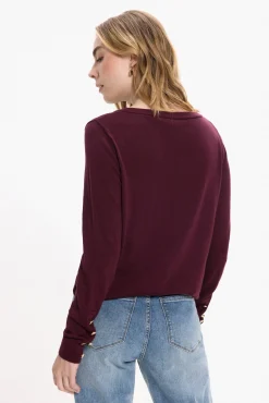 Camisola de viscose com botões nos punhos