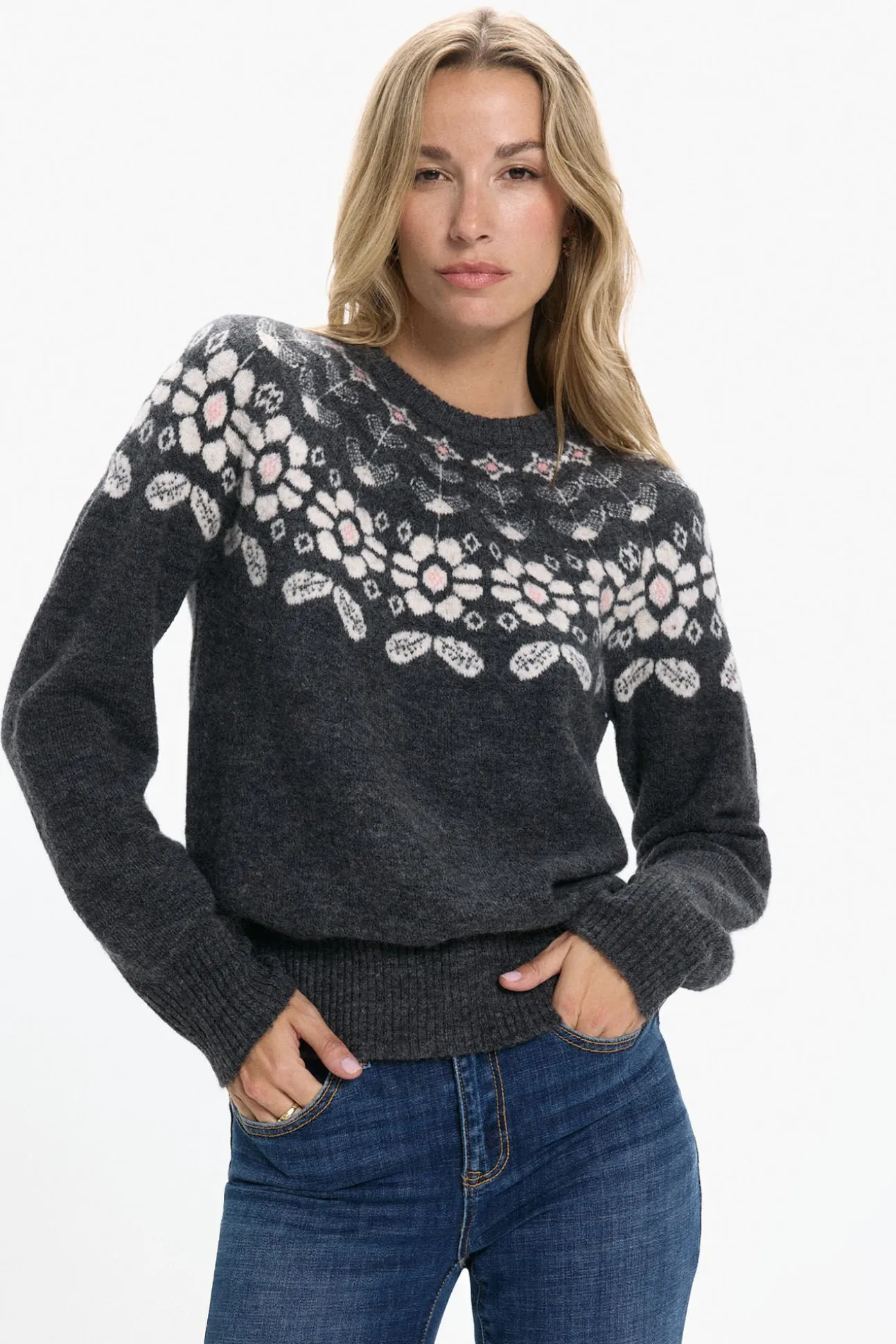 Camisola estampado de manga comprida feminino