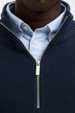Camisola estruturada 100% algodão orgânico com meia fecho-éclair .