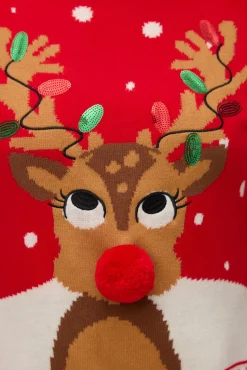 Camisola feminino com estampado de Natal e gola redonda