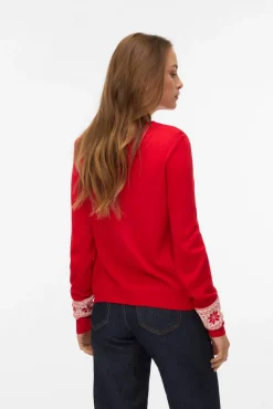 Camisola feminino com estampado de Natal e gola redonda