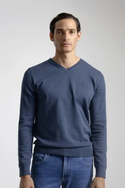 Camisola gola em bico algodão