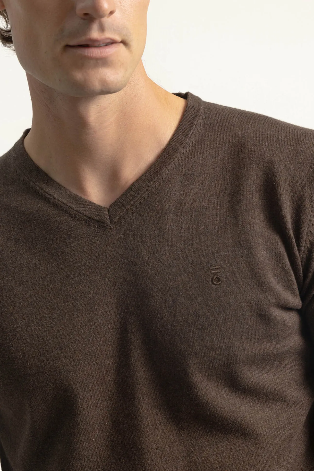 Camisola gola em bico algodão
