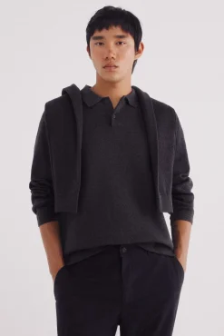 Camisola gola polo com botões
