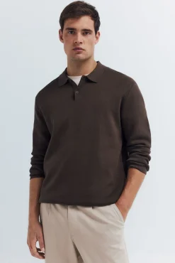 Camisola gola polo com botões