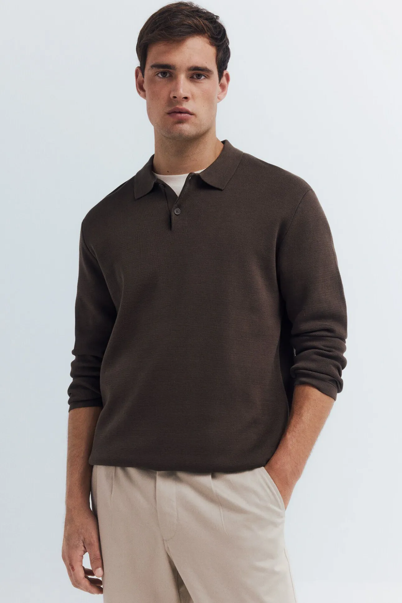 Camisola gola polo com botões