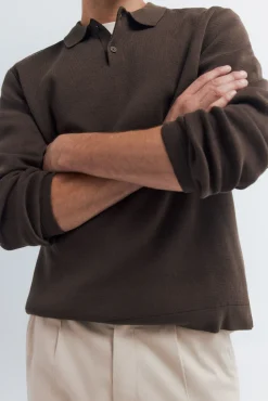Camisola gola polo com botões