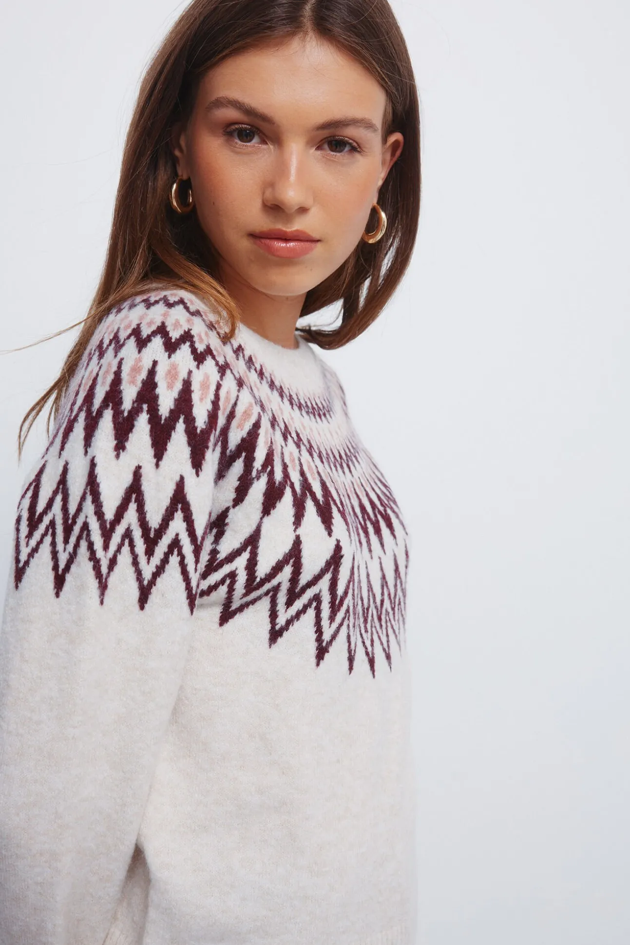 Camisola jacquard com bordas