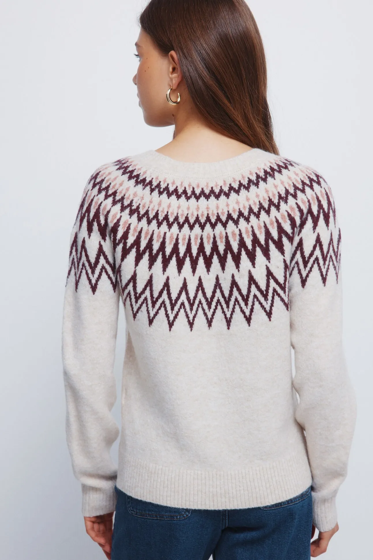 Camisola jacquard com bordas