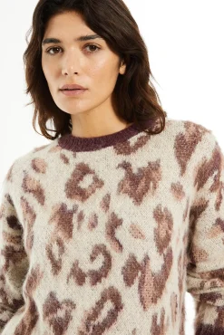 Camisola jacquard com estampa animal