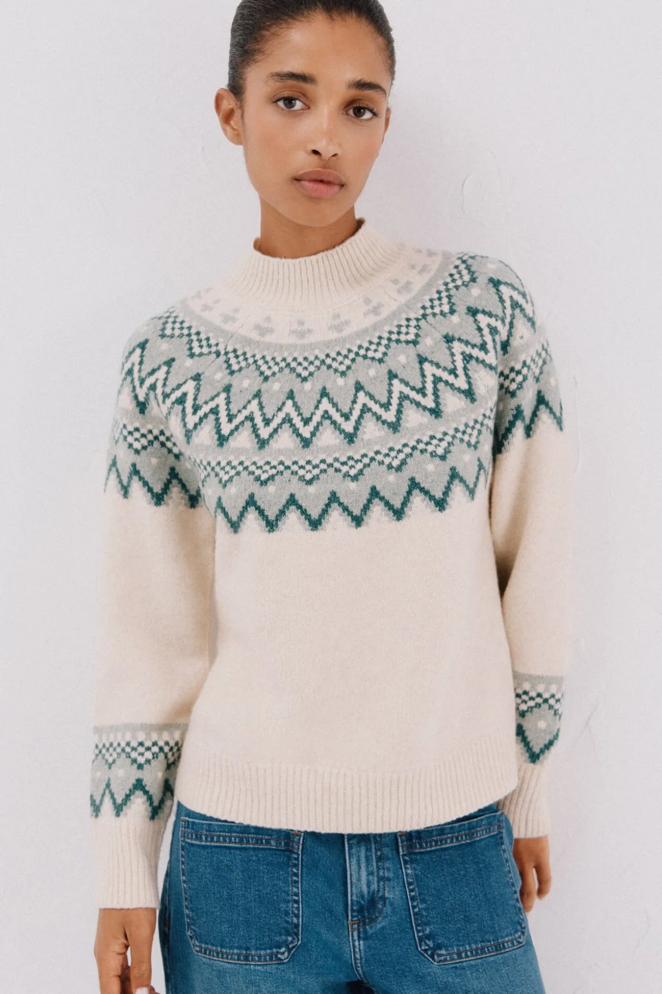 Camisola jacquard posicional.