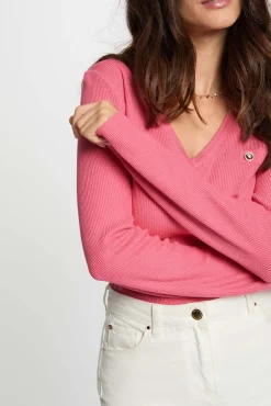 Camisola justo com gola em V