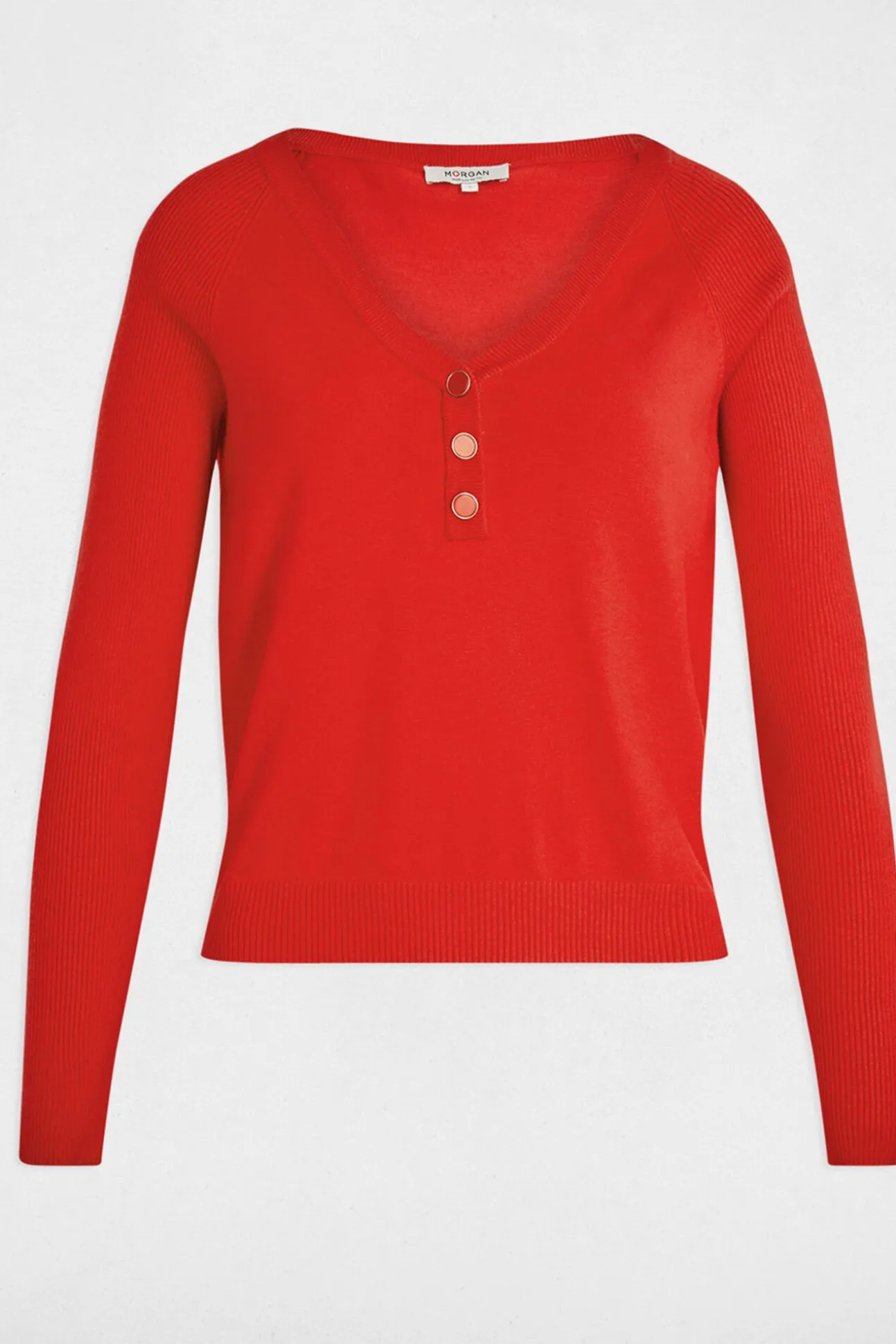 Camisola justo com gola em V