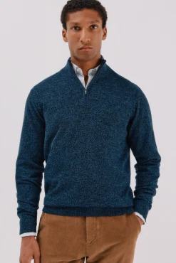 Camisola lã torçal gola fecho-éclair