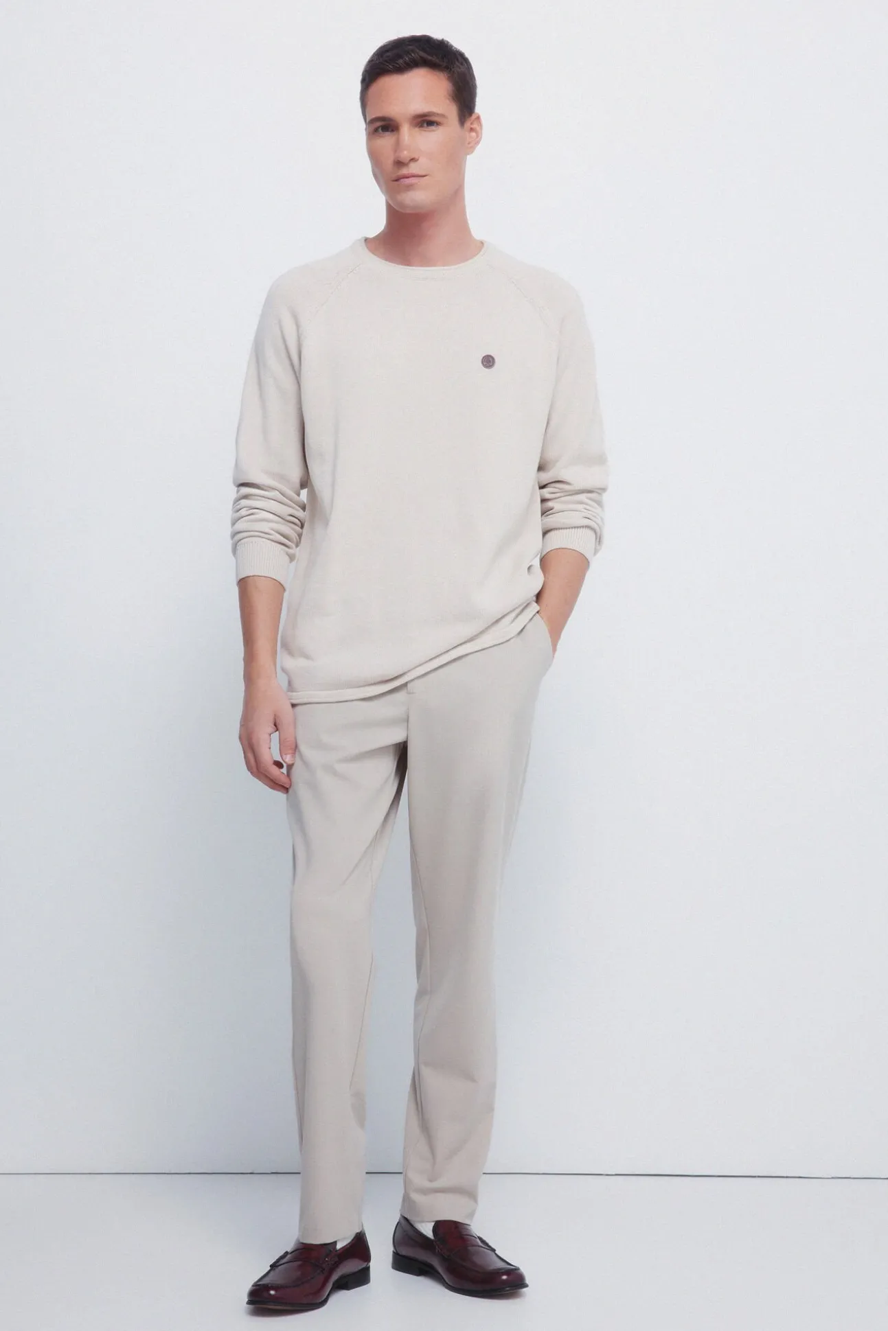 Camisola liso de gola alta