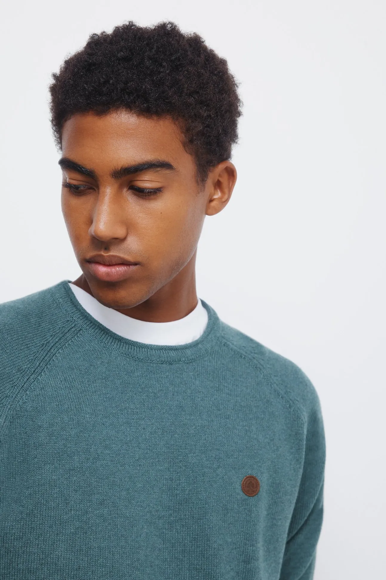 Camisola liso de gola alta